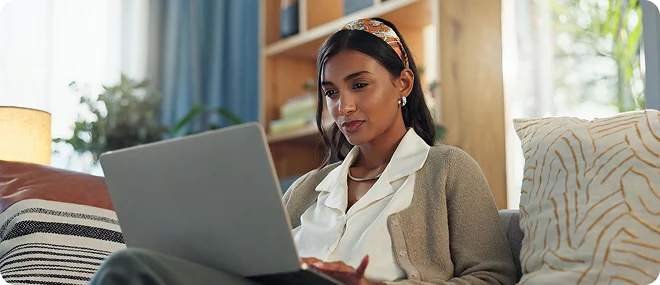 Woman attending an online healthcare appointment from home