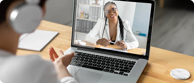 Patient having a video consultation with a doctor