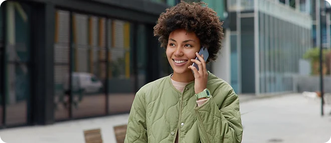 Woman speaking with a healthcare provider by phone