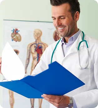 Internal medicine doctor reviewing patient records