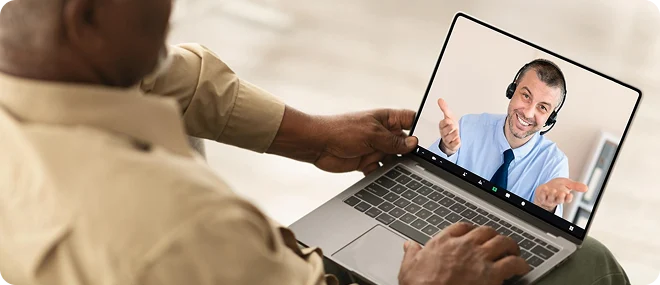 Patient meeting with a healthcare provider online