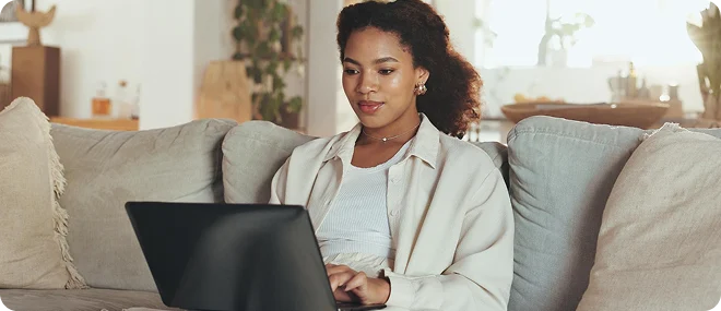 Woman reviewing personalized wellness recommendations online