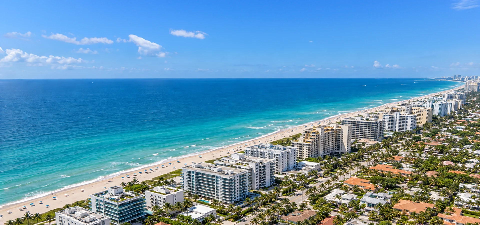 Aerial view of Surfside, Florida, and the Atlantic coastline
